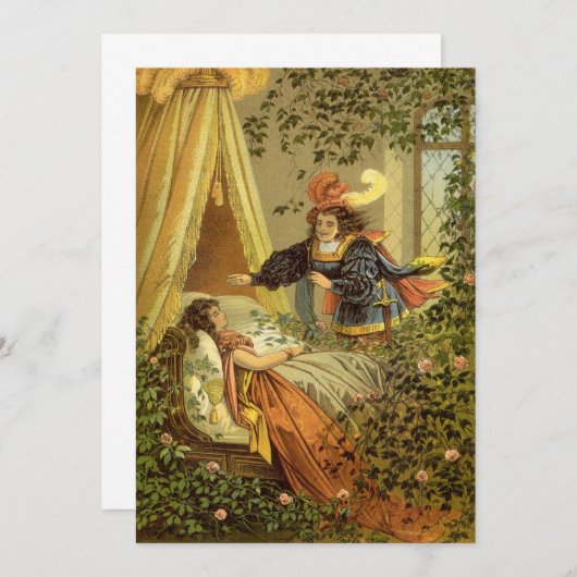 ヴィンテージ眠る美しいビクトリアン、おとぎ話 招待状 (正面/裏面)