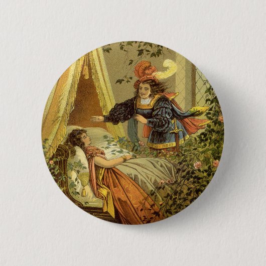 ヴィンテージ眠る美しいビクトリアン、おとぎ話 缶バッジ (正面)