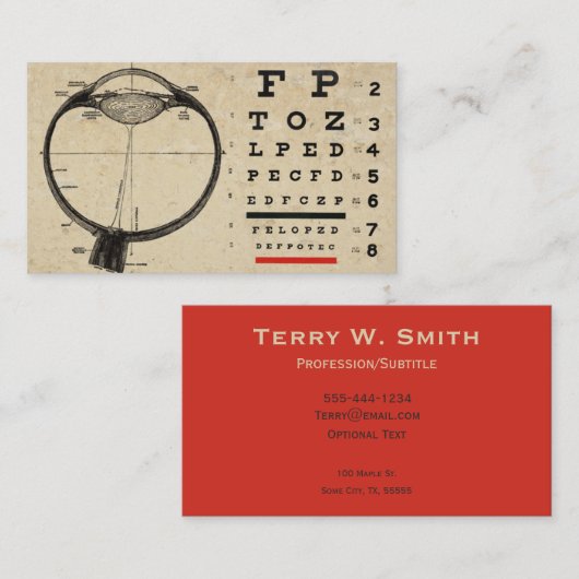 ヴィンテージ眼科医の名刺の目線 名刺 (正面/裏面)