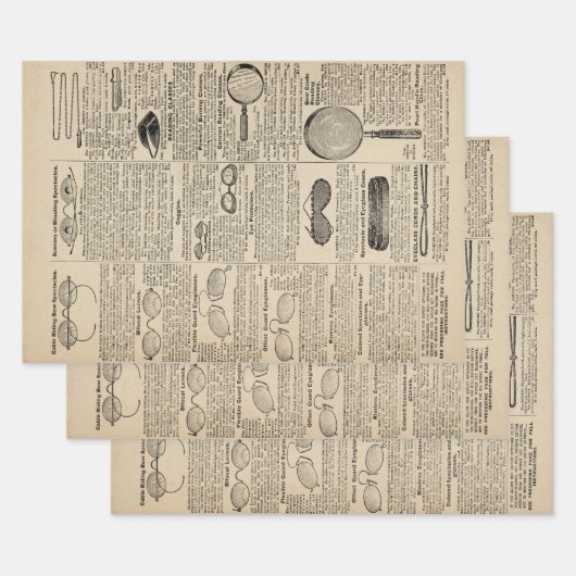 ヴィンテージ眼鏡カタログページ ラッピングペーパーシート (セット)