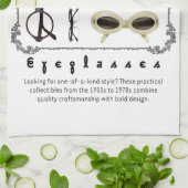 ヴィンテージ眼鏡01 キッチンタオル (折り畳み)