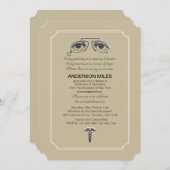 ヴィンテージ眼鏡 卒業式招待状 招待状 (正面/裏面)