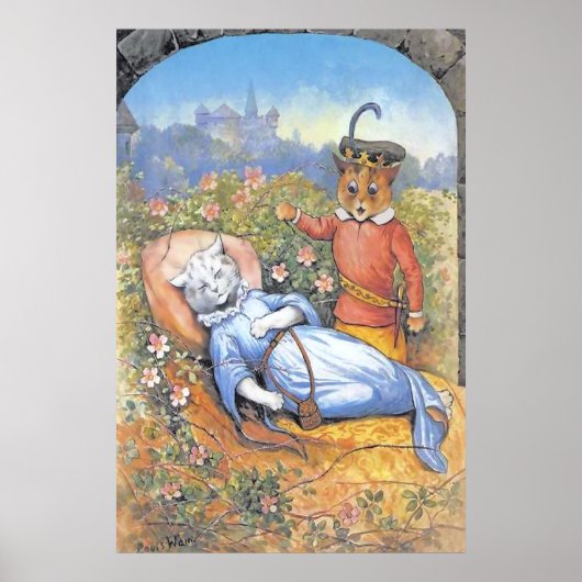 ヴィンテージ睡眠美しい猫ポスタープリント ポスター (正面)