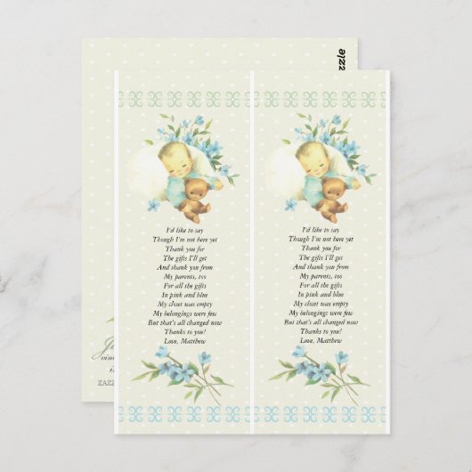 ヴィンテージ睡眠赤ちゃんシャワーカスタムメッセージカード ポストカード (正面/裏面)