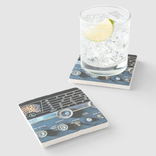 ヴィンテージ短波無線受信機 ストーンコースター (横)