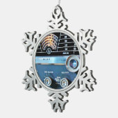 ヴィンテージ短波無線受信機 スノーフレークピューターオーナメント (右)