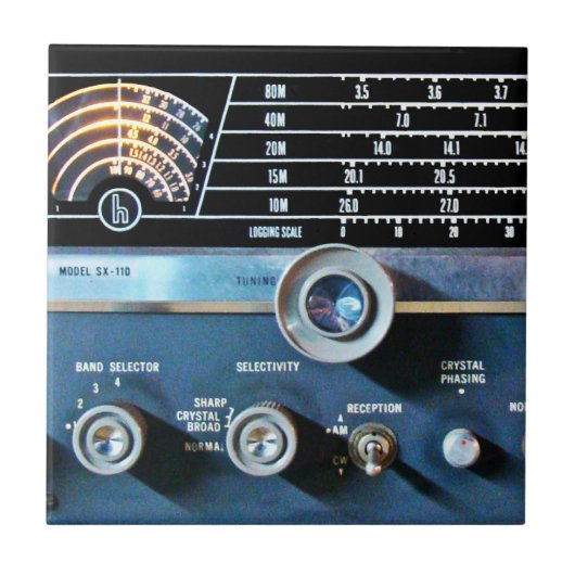 ヴィンテージ短波無線受信機 タイル (正面)