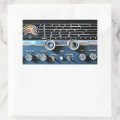 ヴィンテージ短波無線受信機 長方形シール (バッグ)