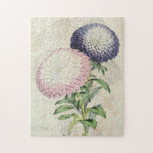 ヴィンテージ矮性菊の花ばいせん ジグソーパズル (縦)