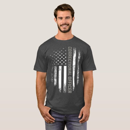 ヴィンテージ矯正将校アメリカ国旗 Tシャツ (正面フル)