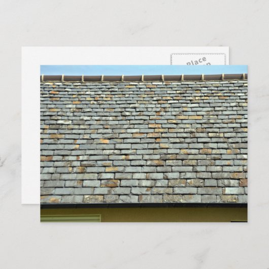 ヴィンテージ石板の屋根瓦と青空 ポストカード (正面/裏面)