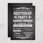 ヴィンテージ石板シャルボードバースデーパーティーの招待 招待状 (正面/裏面)