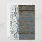 ヴィンテージ石板ブルーバーンウッドレースカントリーウェディング 招待状 (裏面)