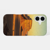 ヴィンテージ砂漠の岩層高原 iPhone 16ケース (裏面横)