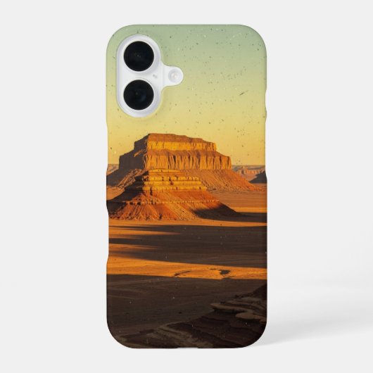 ヴィンテージ砂漠の岩層高原 iPhone 16ケース (裏面)