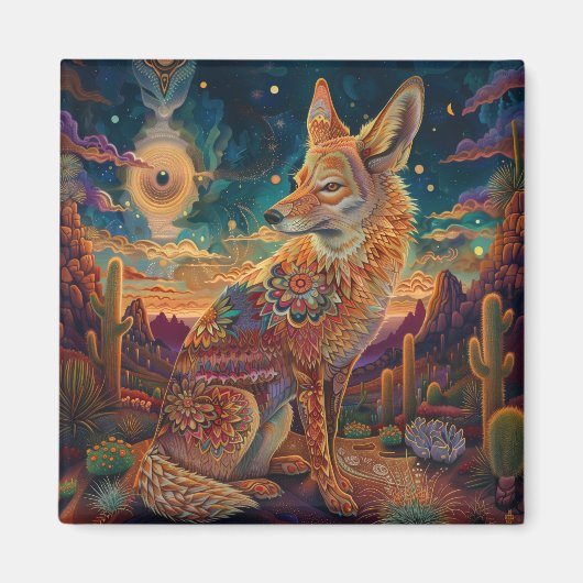 ヴィンテージ砂漠キツネお洒落動物 マグネット (正面)