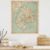 ヴィンテージ砂漠島MEの山地図(1901) ポスター (キッチン)