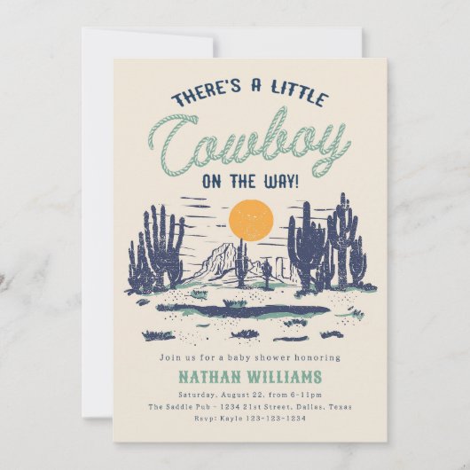 ヴィンテージ砂漠西部の赤ちゃんシャワー 招待状 (正面)