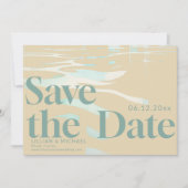 ヴィンテージ砂70sビーチ写真結婚式の日付を保存 招待状 (正面)