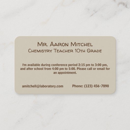 ヴィンテージ研究室科学先生名刺 名刺 (正面)