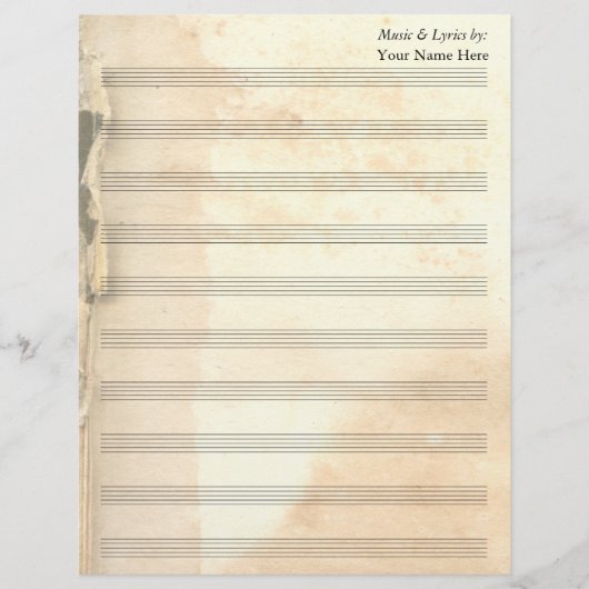ヴィンテージ破れたブックページ空白のシート音楽10ステージ (正面)
