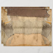 ヴィンテージ破グランジ裂したダンボール廃品仕訳帳ページ (正面/裏面)