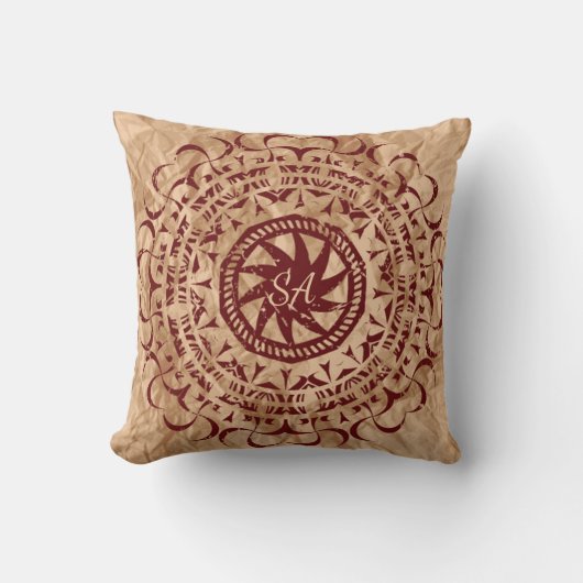 ヴィンテージ破砕紙設計モノグラムの クッション (正面)