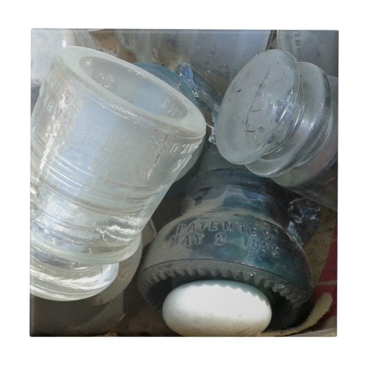 ヴィンテージ碍子とドアノブ タイル (正面)