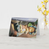 ヴィンテージ磁器のソフトフォーカス人形 カード (黄色い花)