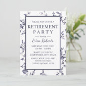ヴィンテージ磁器ブルー&ホワイトフローラ退職 招待状 (スタンド正面)
