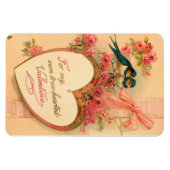 ヴィンテージ磁石付きハート鳥 マグネット (横)