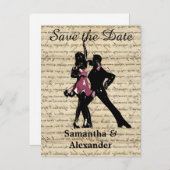 ヴィンテージ社交ダンスダンサーは日付を保存 案内ポストカード (正面/裏面)