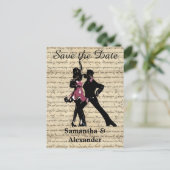 ヴィンテージ社交ダンスダンサーは日付を保存 案内ポストカード (スタンド正面)