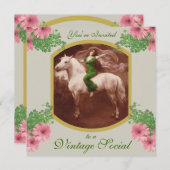 ヴィンテージ社会招待状とロマンチックはがき 招待状 (正面/裏面)