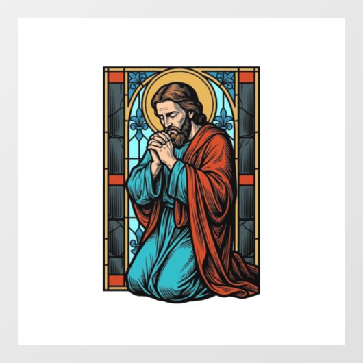 ヴィンテージ祈りの宗教的人物ベクターTシャツデザイン ウィンドウサイン (シート)