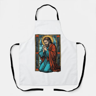 ヴィンテージ祈りの宗教的人物ベクターTシャツデザイン エプロン