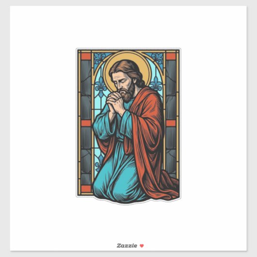 ヴィンテージ祈る宗教的人物ベクターTシャツデザイン シール (シート)