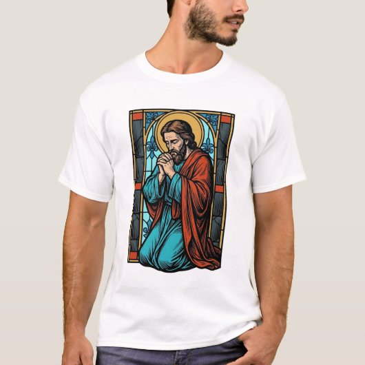 ヴィンテージ祈る宗教的人物ベクターTシャツデザイン Tシャツ (正面)