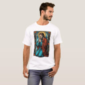ヴィンテージ祈る宗教的人物ベクターTシャツデザイン Tシャツ (正面フル)