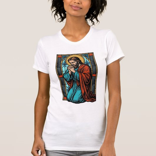 ヴィンテージ祈る宗教的人物ベクターTシャツデザイン Tシャツ (正面)