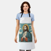 ヴィンテージ祈る救世主宗教Tシャツデザイン1 エプロン (着用した状態)