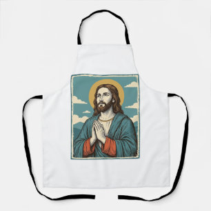 ヴィンテージ祈る救世主宗教Tシャツデザイン1 エプロン
