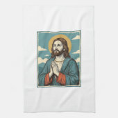 ヴィンテージ祈る救世主宗教Tシャツデザイン1 キッチンタオル (縦)