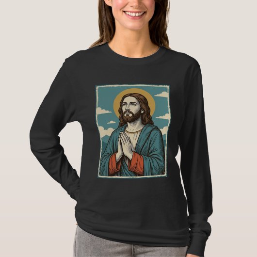 ヴィンテージ祈る救世主宗教Tシャツデザイン1 Tシャツ (正面)