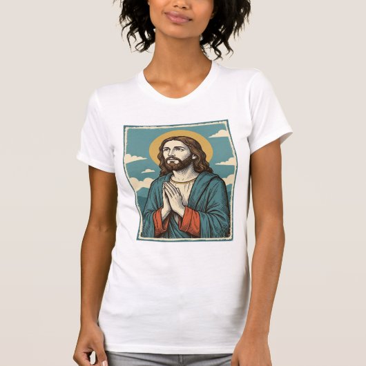 ヴィンテージ祈る救世主宗教Tシャツデザイン1 Tシャツ (正面)
