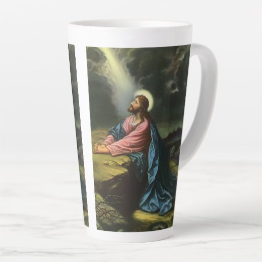 ヴィンテージ祈イエスキリスト カフェラテマグ (右アングル)