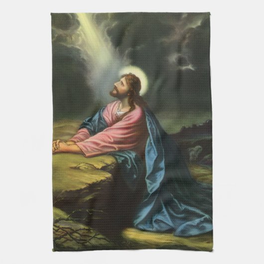 ヴィンテージ祈イエスキリスト キッチンタオル (縦)