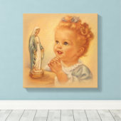 ヴィンテージ祈GIrlへ賛美のヴァージン・メアリー キャンバスプリント (インサイチュ (ウッドフロア))