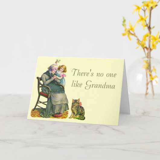 ヴィンテージ祖母と子どもの母の日 カード (黄色い花)