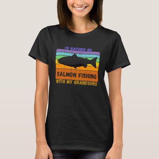 ヴィンテージ祖父母が私の孫のサーモンを見る Tシャツ (正面)